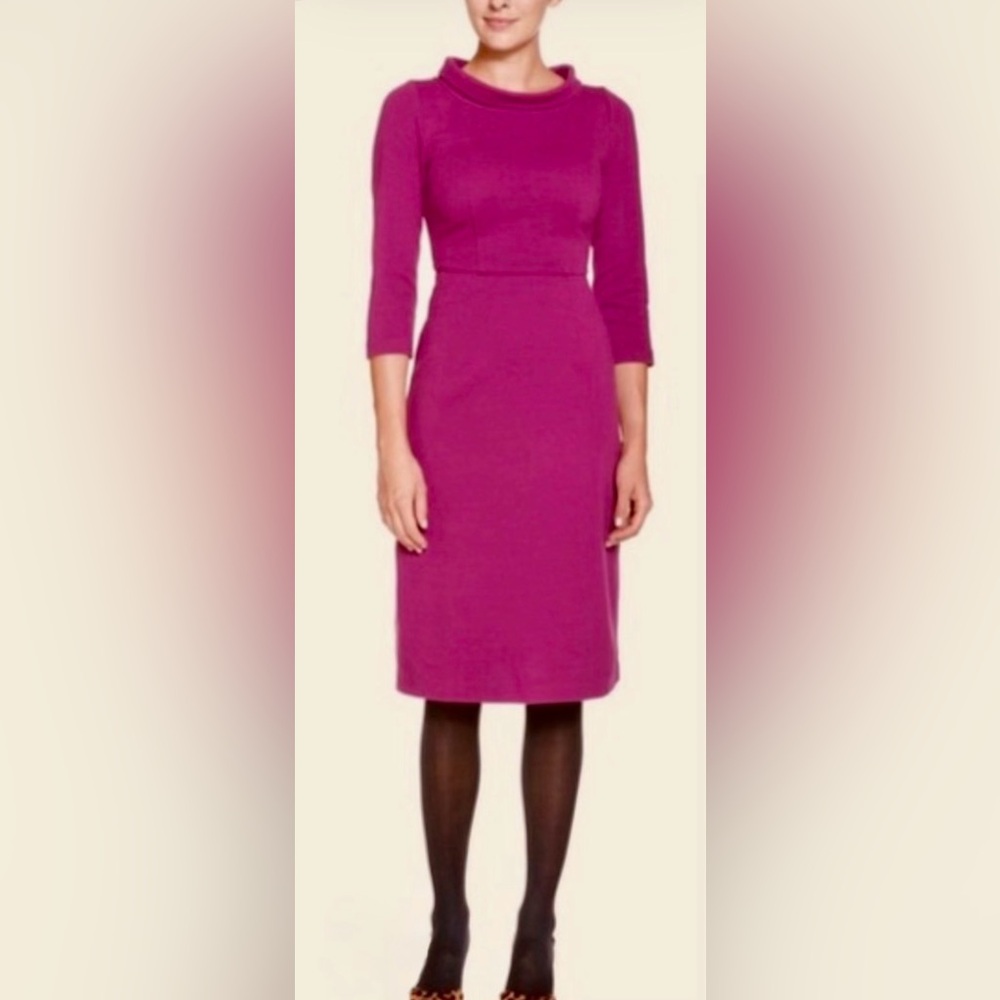 Boden Magenta Long Sleeve Sheath Dress